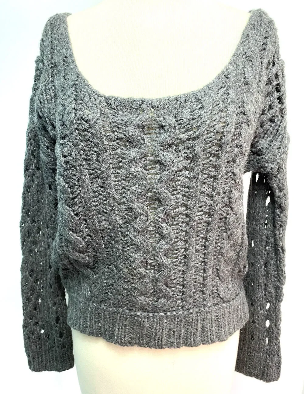 XS Free People Grey Crop Knit Sweater